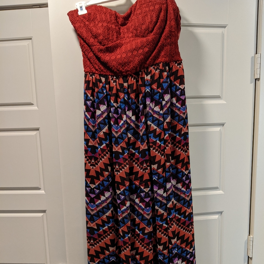 Lily Rose Red and Patterned Maxi Dress XL